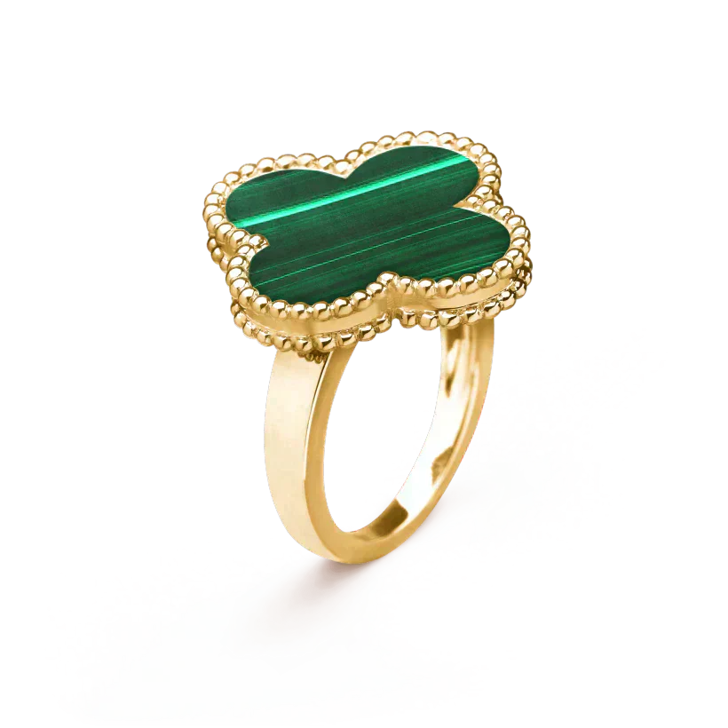 [Olivia Jewelry]CLOVER MALACHITE RING