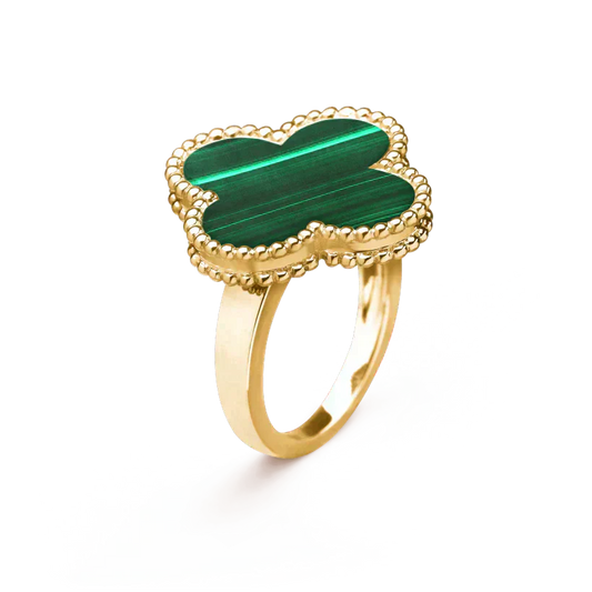 [Olivia Jewelry]CLOVER MALACHITE RING