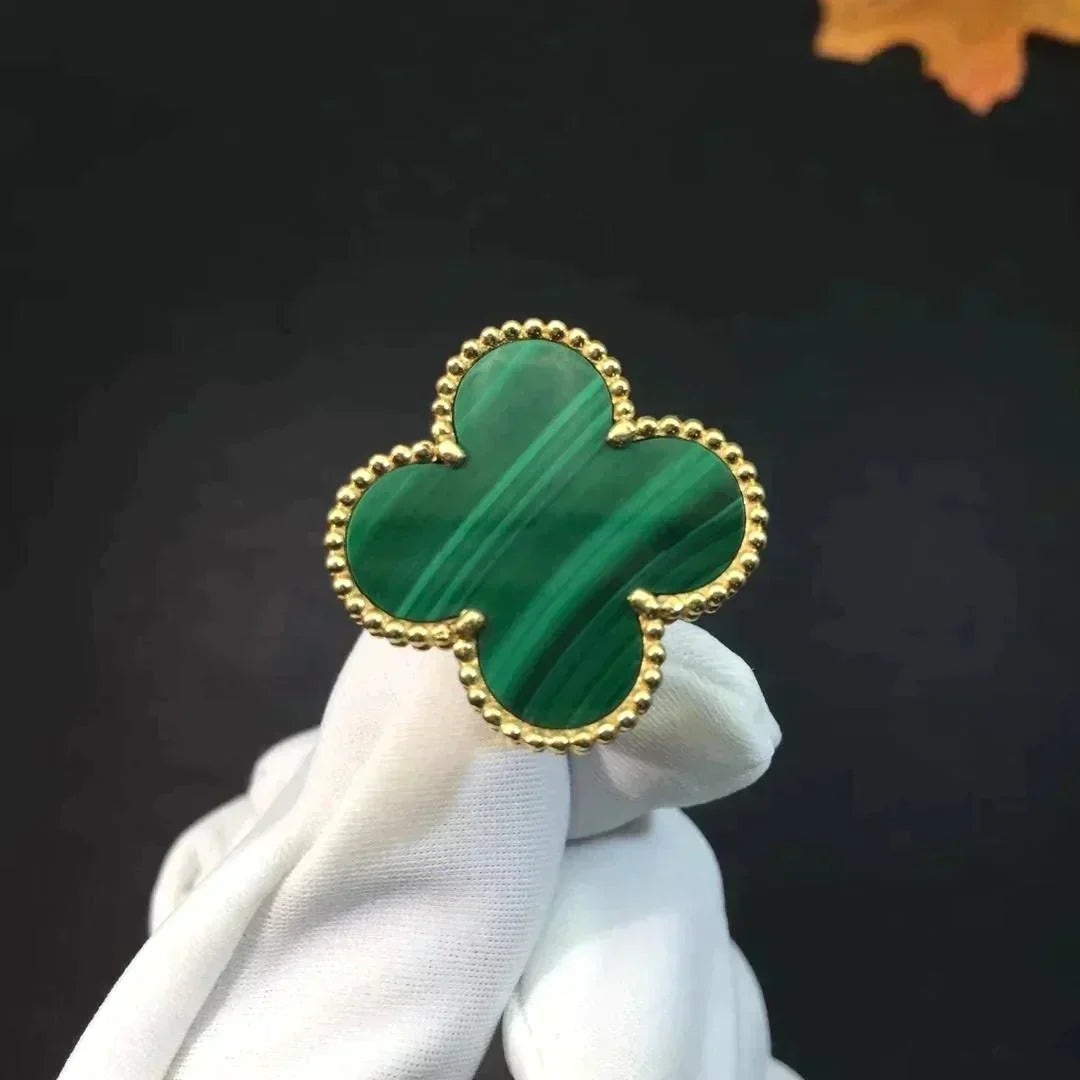 [Olivia Jewelry]CLOVER MALACHITE RING