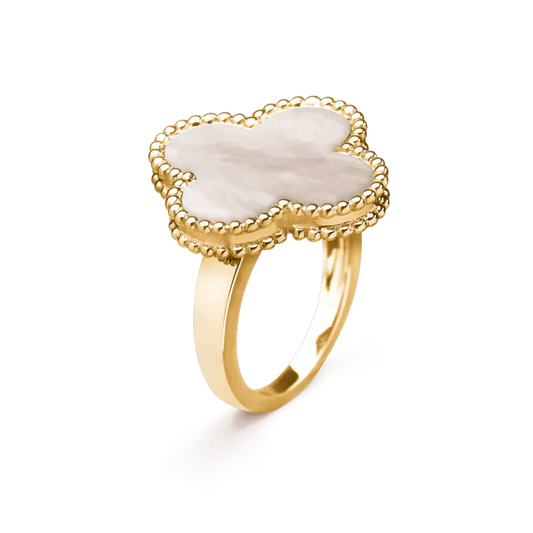 [Olivia Jewelry]CLOVER WHITE MOP RING