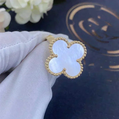 [Olivia Jewelry]CLOVER WHITE MOP RING