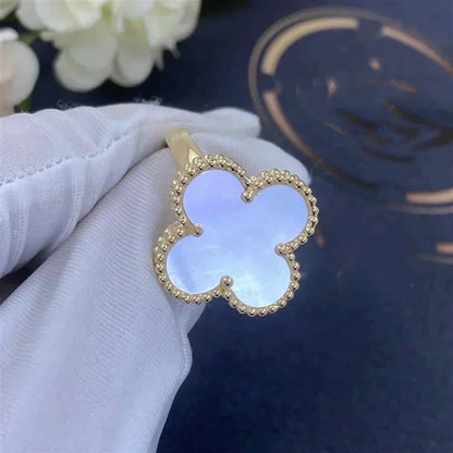 [Olivia Jewelry]CLOVER WHITE MOP RING
