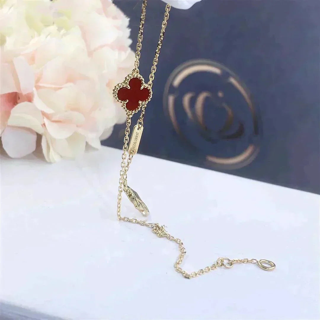 [Olivia Jewelry]CLOVER  CARNELIAN SINGLE FLOWER BRACELET