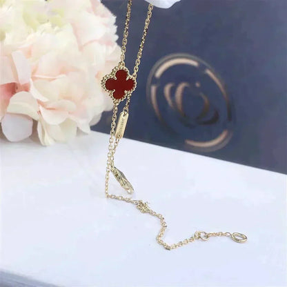 [Olivia Jewelry]CLOVER  CARNELIAN SINGLE FLOWER BRACELET