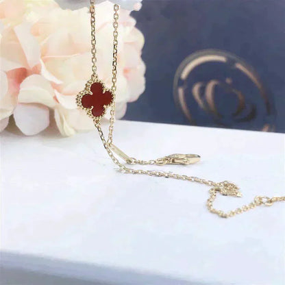 [Olivia Jewelry]CLOVER  CARNELIAN SINGLE FLOWER BRACELET