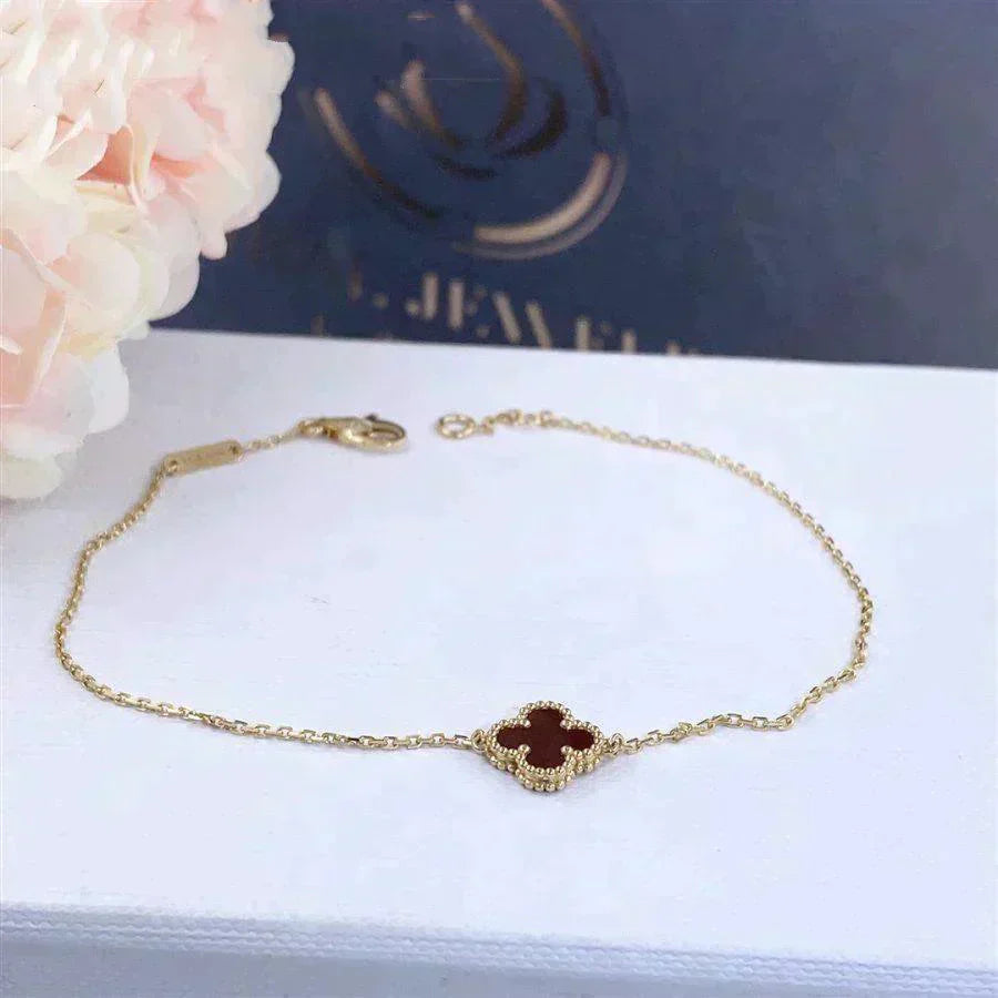 [Olivia Jewelry]CLOVER  CARNELIAN SINGLE FLOWER BRACELET