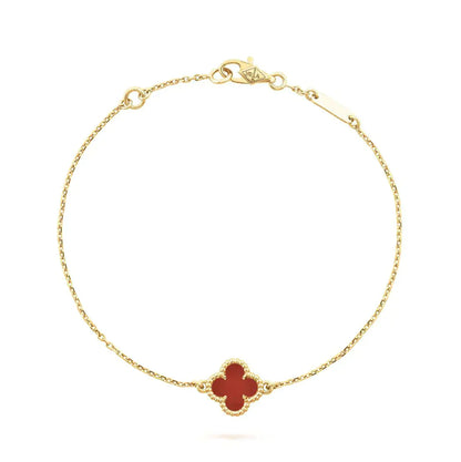[Olivia Jewelry]CLOVER  CARNELIAN SINGLE FLOWER BRACELET