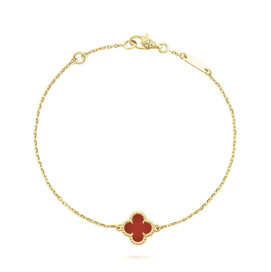 [Olivia Jewelry]CLOVER  CARNELIAN SINGLE FLOWER BRACELET
