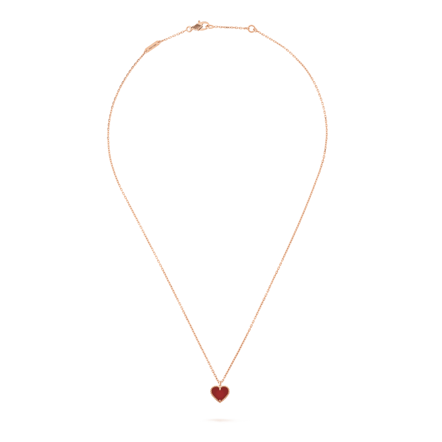[Olivia Jewelry]SWEET CLOVER CARNELIAN HEART NECKLACE
