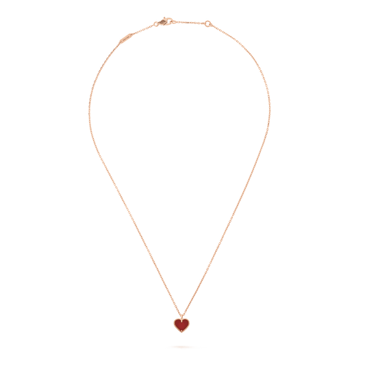 [Olivia Jewelry]SWEET CLOVER CARNELIAN HEART NECKLACE