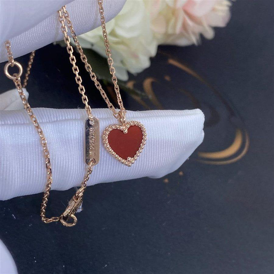 [Olivia Jewelry]SWEET CLOVER CARNELIAN HEART NECKLACE