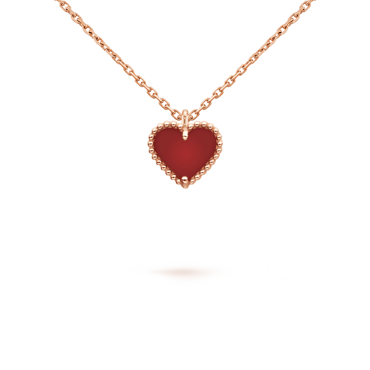 [Olivia Jewelry]SWEET CLOVER CARNELIAN HEART NECKLACE