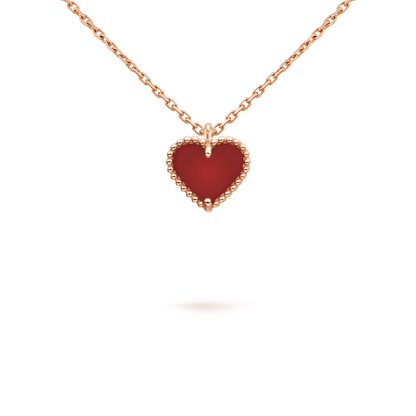 [Olivia Jewelry]SWEET CLOVER CARNELIAN HEART NECKLACE