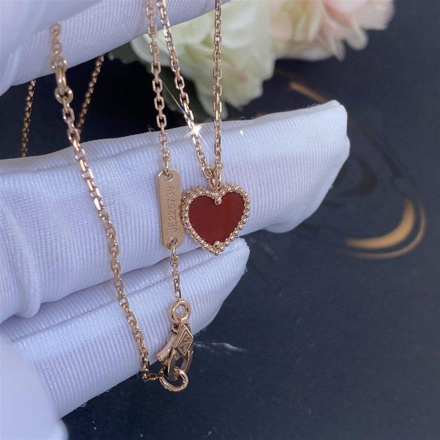 [Olivia Jewelry]SWEET CLOVER CARNELIAN HEART NECKLACE