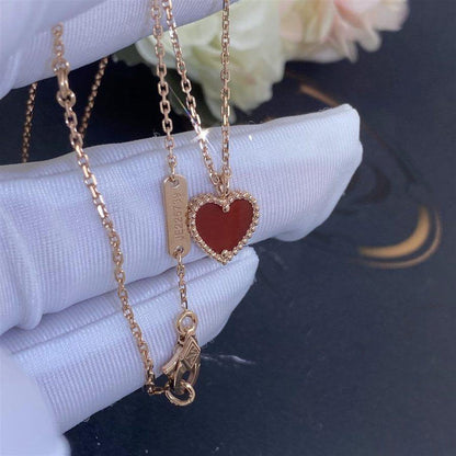 [Olivia Jewelry]SWEET CLOVER CARNELIAN HEART NECKLACE