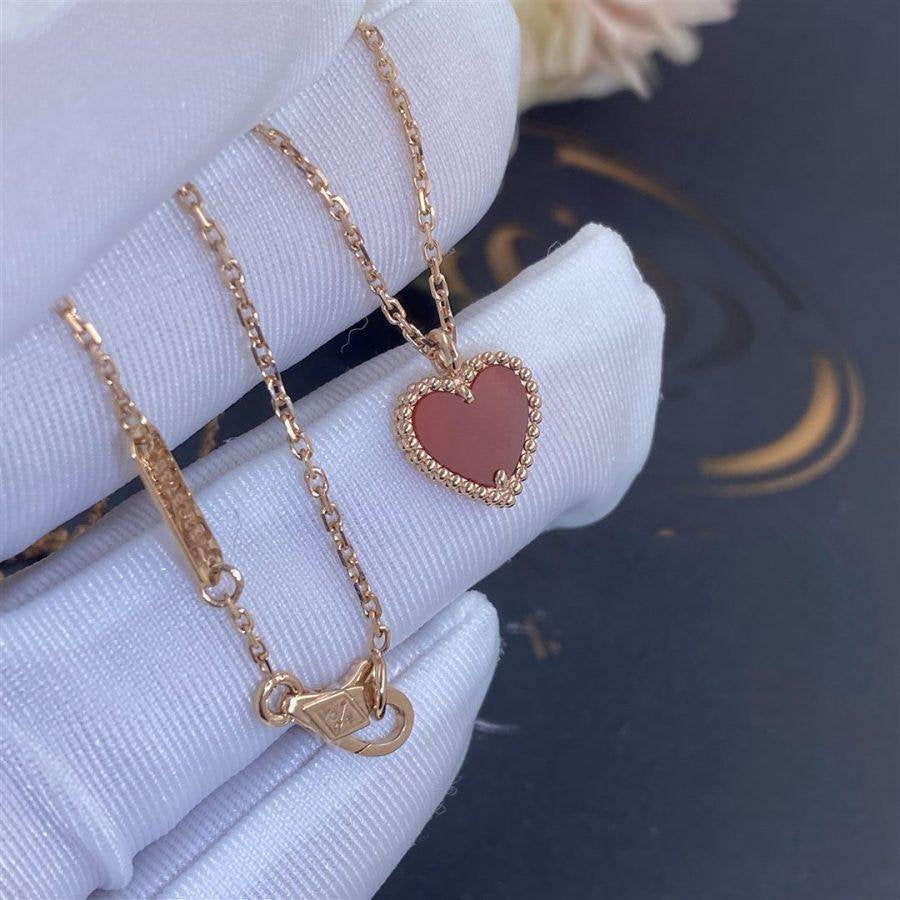 [Olivia Jewelry]SWEET CLOVER CARNELIAN HEART NECKLACE