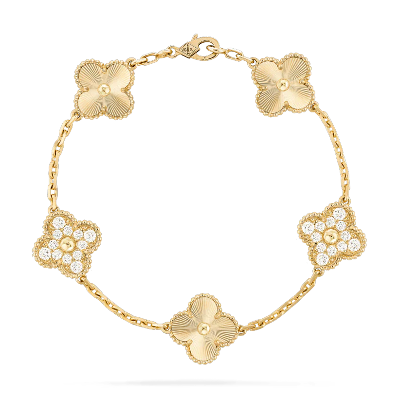 [Olivia JW]CLOVER BRACELET 5 MOTIFS GOLD DIAMOND
