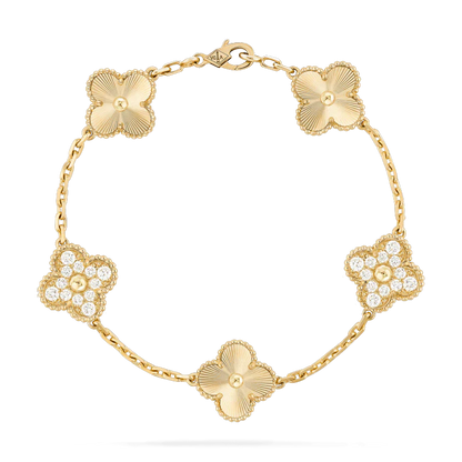 [Olivia JW]CLOVER BRACELET 5 MOTIFS GOLD DIAMOND