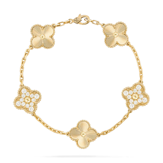 [Olivia JW]CLOVER BRACELET 5 MOTIFS GOLD DIAMOND