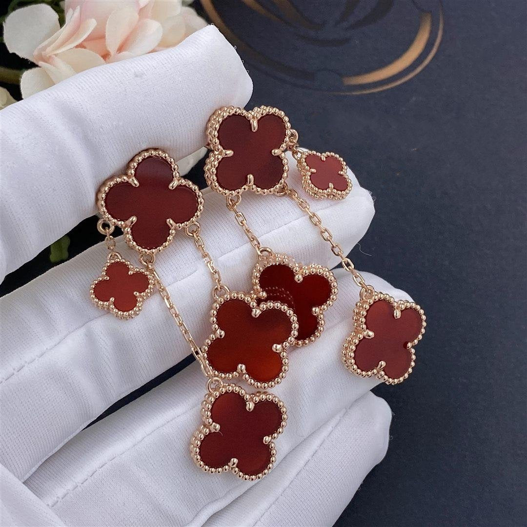 [Olivia Jewelry]CLOVER EARRINGS CARNELIAN 4 MOTIFS PINK GOLD
