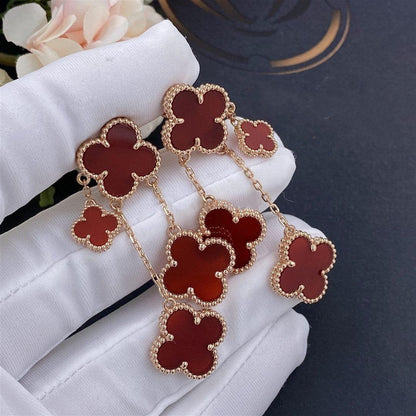 [Olivia Jewelry]CLOVER EARRINGS CARNELIAN 4 MOTIFS PINK GOLD