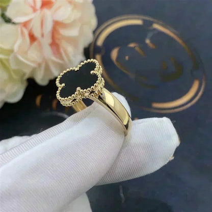 [Olivia Jewelry]CLOVER ONYX RING