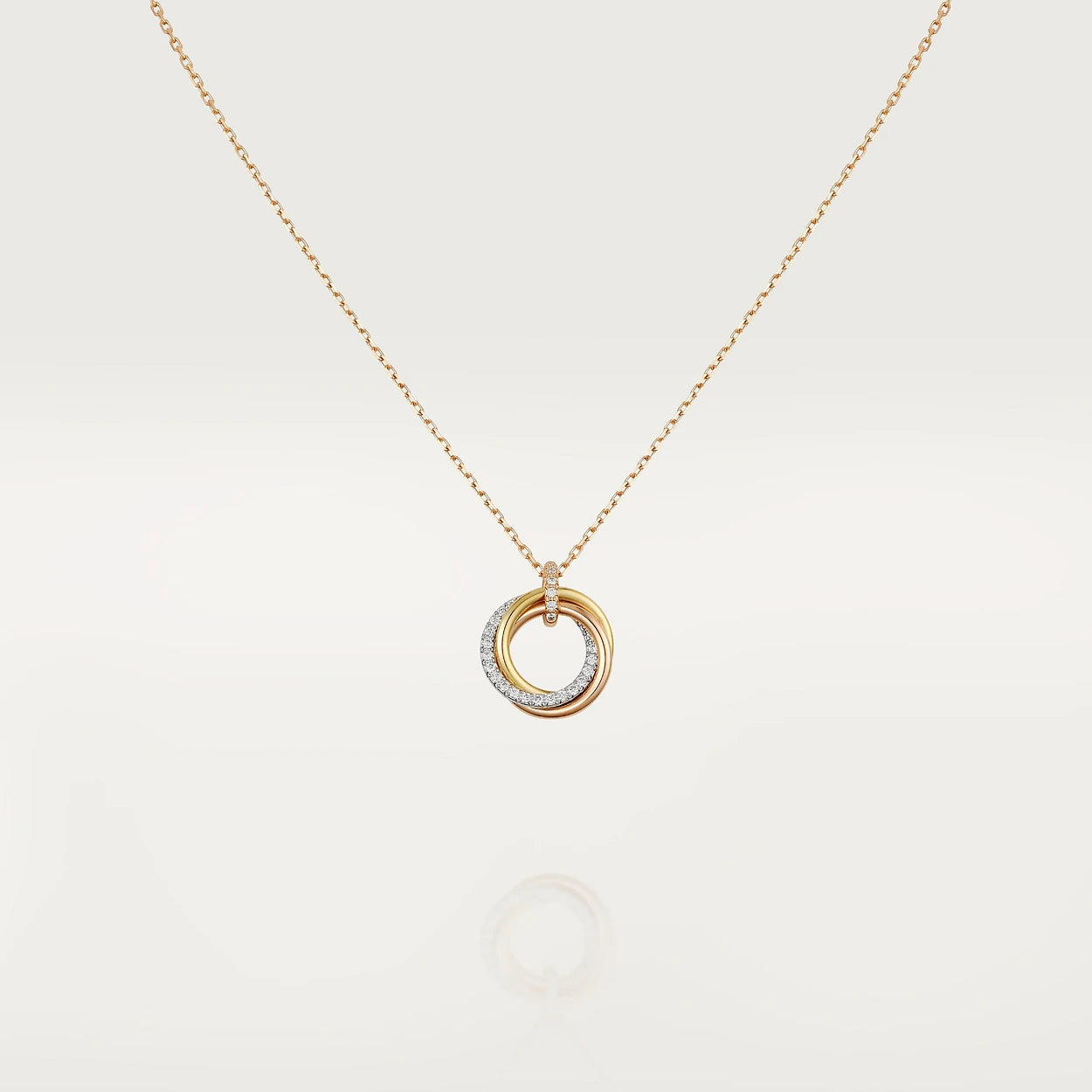 [Olivia Jewelry]TRINITY NECKLACE SILVER GOLD PINK GOLD DIAMONDS