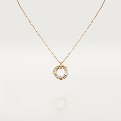 [Olivia Jewelry]TRINITY NECKLACE SILVER GOLD PINK GOLD DIAMONDS