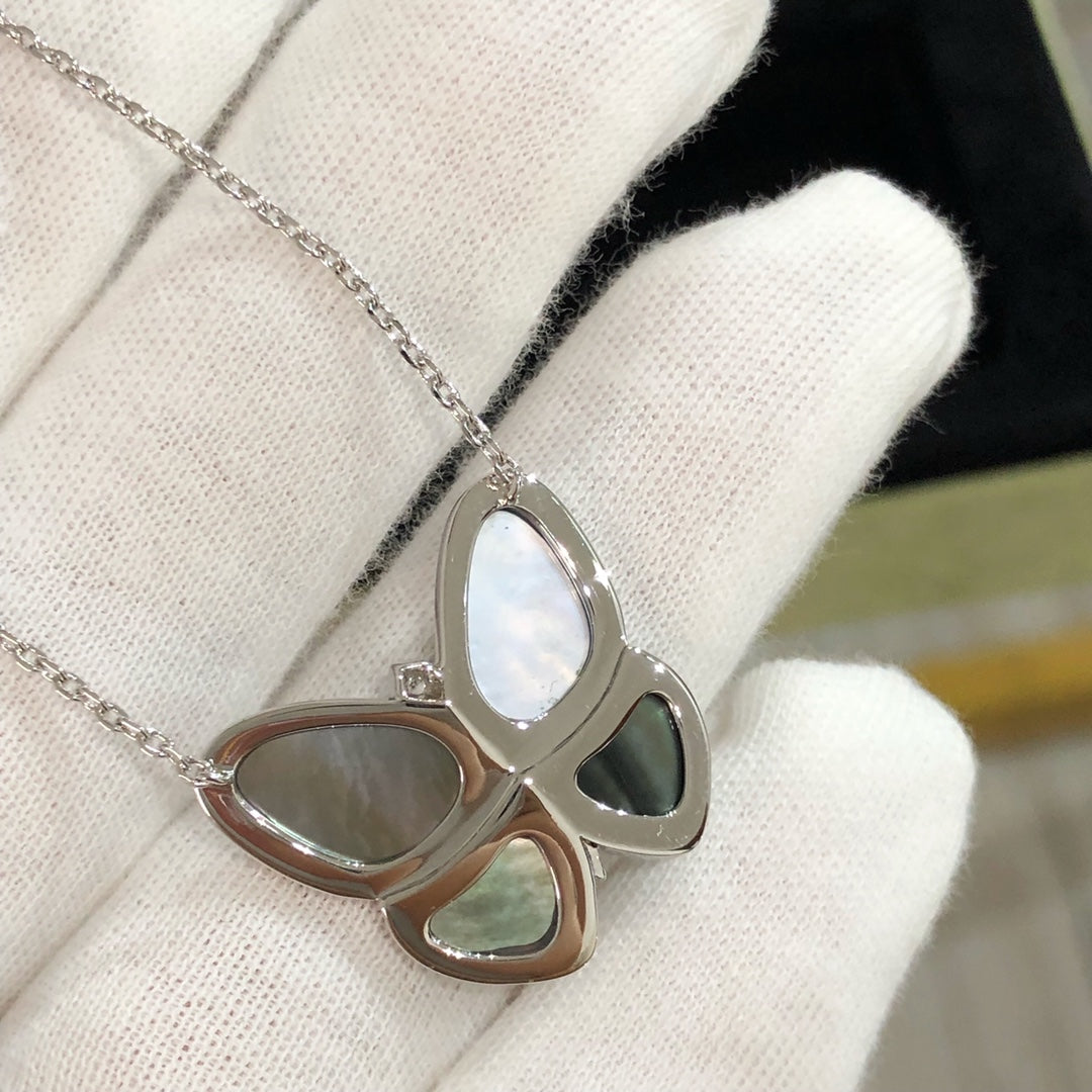 [Olivia Jewelry]LARGE BUTTERFLY SILVER PENDANT DIAMOND NECKLACE