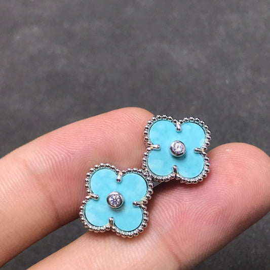 [Olivia Jewelry]CLOVER 1 DIAMOND BLUE SKY SILVER EARRINGS