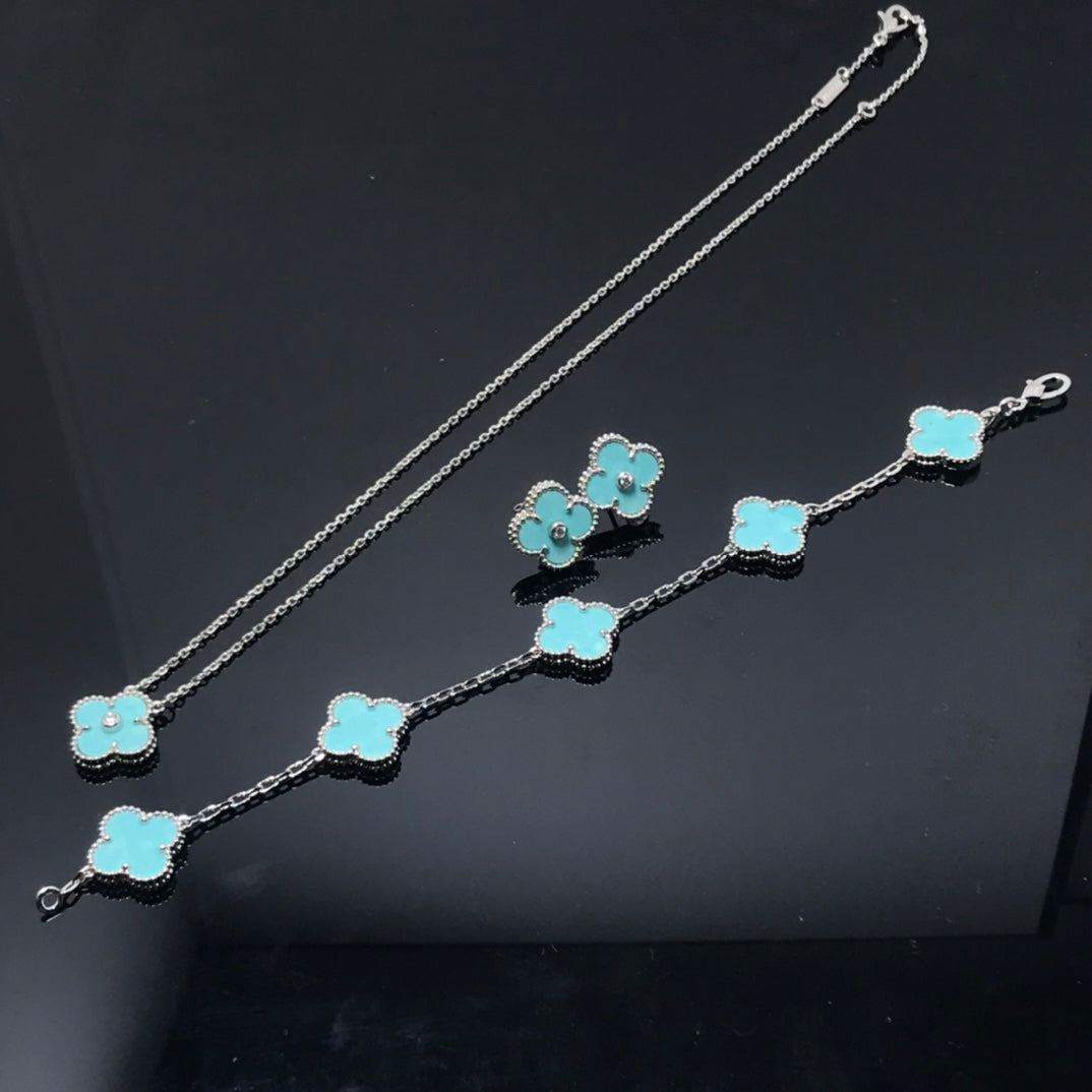 [Olivia Jewelry]CLOVER 1 DIAMOND BLUE SKY SILVER EARRINGS