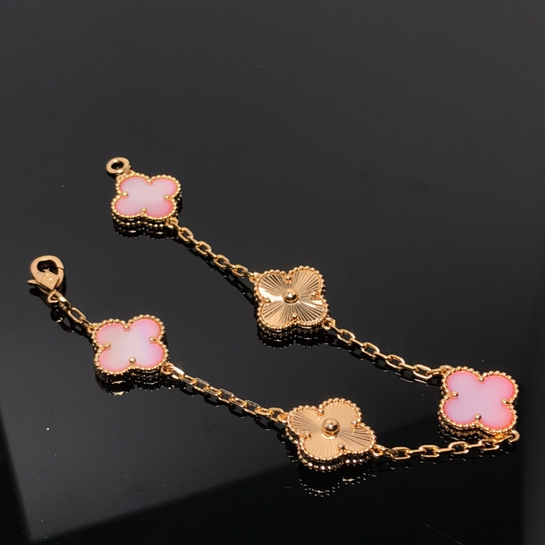 [Olivia JW]CLOVER BRACELET 5 MOTIF PINK AND PINK GOLD