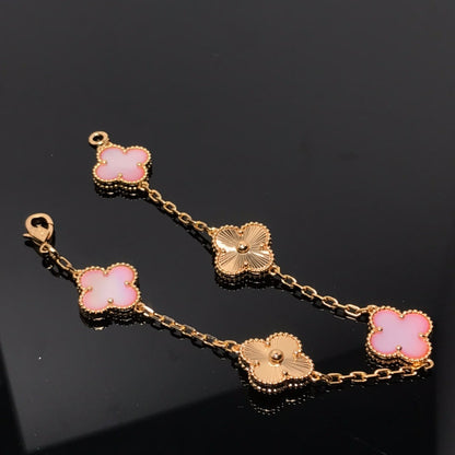 [Olivia JW]CLOVER BRACELET 5 MOTIF PINK AND PINK GOLD