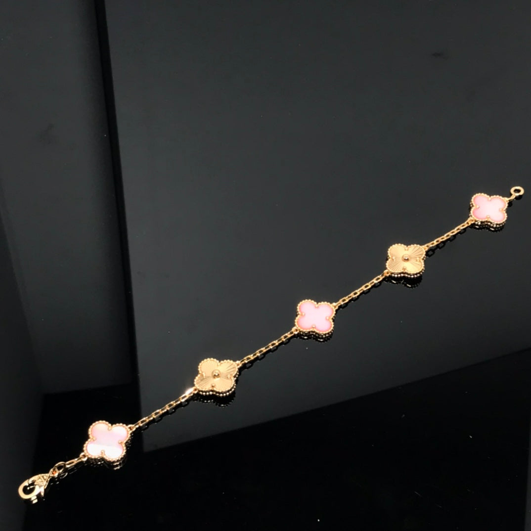 [Olivia JW]CLOVER BRACELET 5 MOTIF PINK AND PINK GOLD