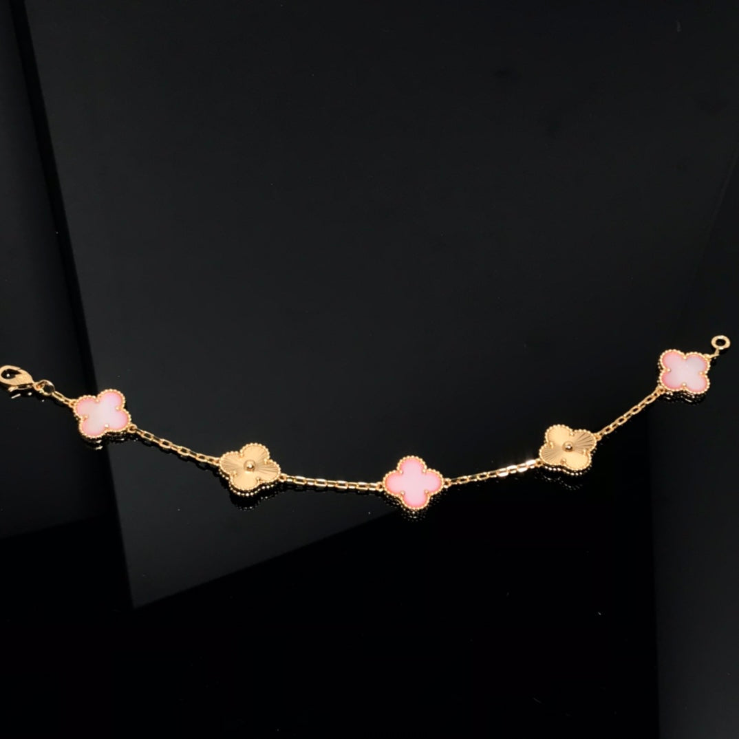 [Olivia JW]CLOVER BRACELET 5 MOTIF PINK AND PINK GOLD