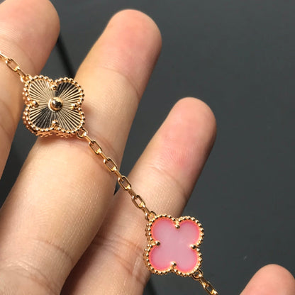 [Olivia JW]CLOVER BRACELET 5 MOTIF PINK AND PINK GOLD