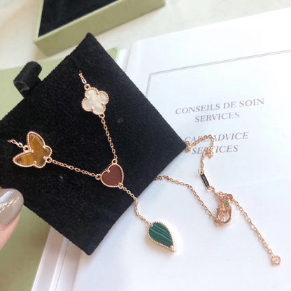 [Olivia Jewelry]LUCKY SPRING 4 MOTIFS ROSE GOLD NECKLACE
