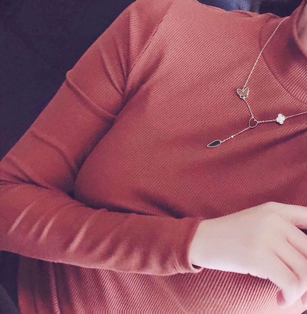 [Olivia Jewelry]LUCKY SPRING 4 MOTIFS ROSE GOLD NECKLACE