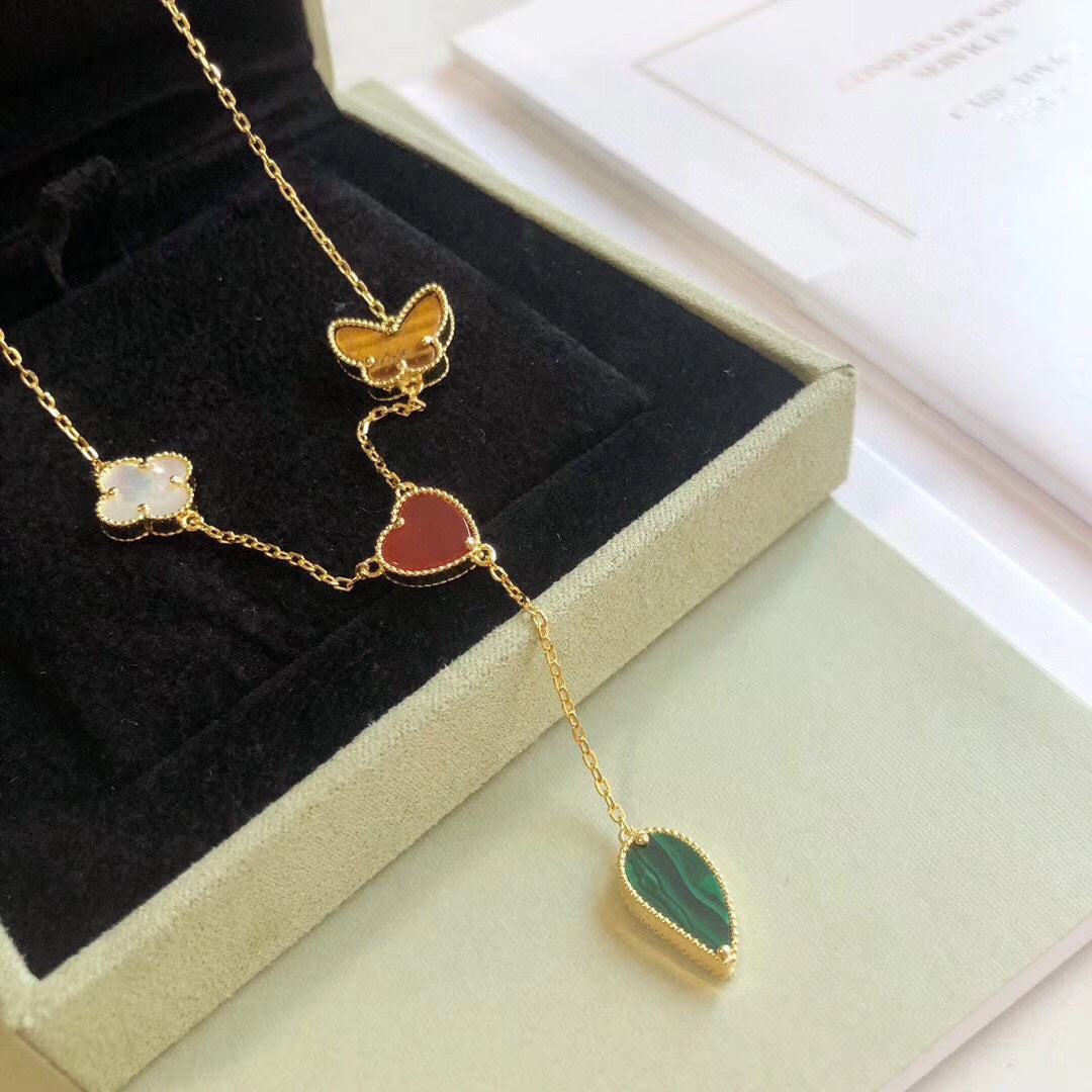 [Olivia Jewelry]LUCKY SPRING 4 MOTIFS ROSE GOLD NECKLACE