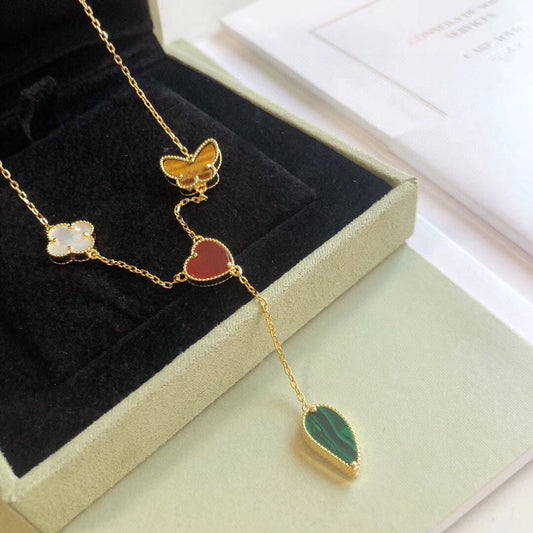 [Olivia Jewelry]LUCKY SPRING 4 MOTIFS ROSE GOLD NECKLACE