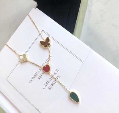 [Olivia Jewelry]LUCKY SPRING 4 MOTIFS ROSE GOLD NECKLACE