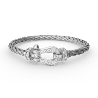 [Olivia Jewelry]FORCE LARGE HORSESHOE FULL DIAMOND BRACELET SILVER