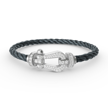 [Olivia Jewelry]FORCE LARGE HORSESHOE FULL DIAMOND BRACELET SILVER