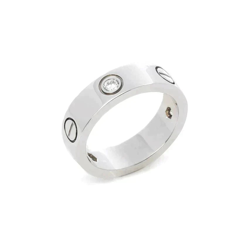 [Olivia Jewelry]LOVE RING 5.5MM 3 DIAMONDS SILVER