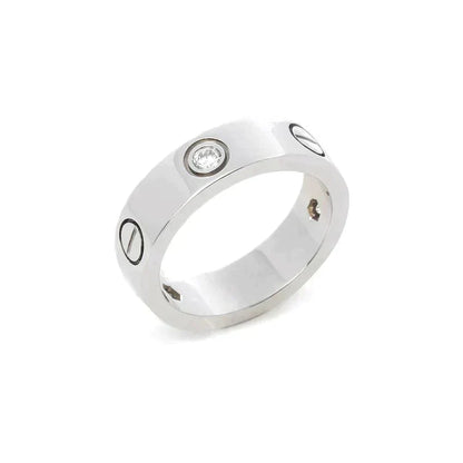[Olivia Jewelry]LOVE RING 5.5MM 3 DIAMONDS SILVER