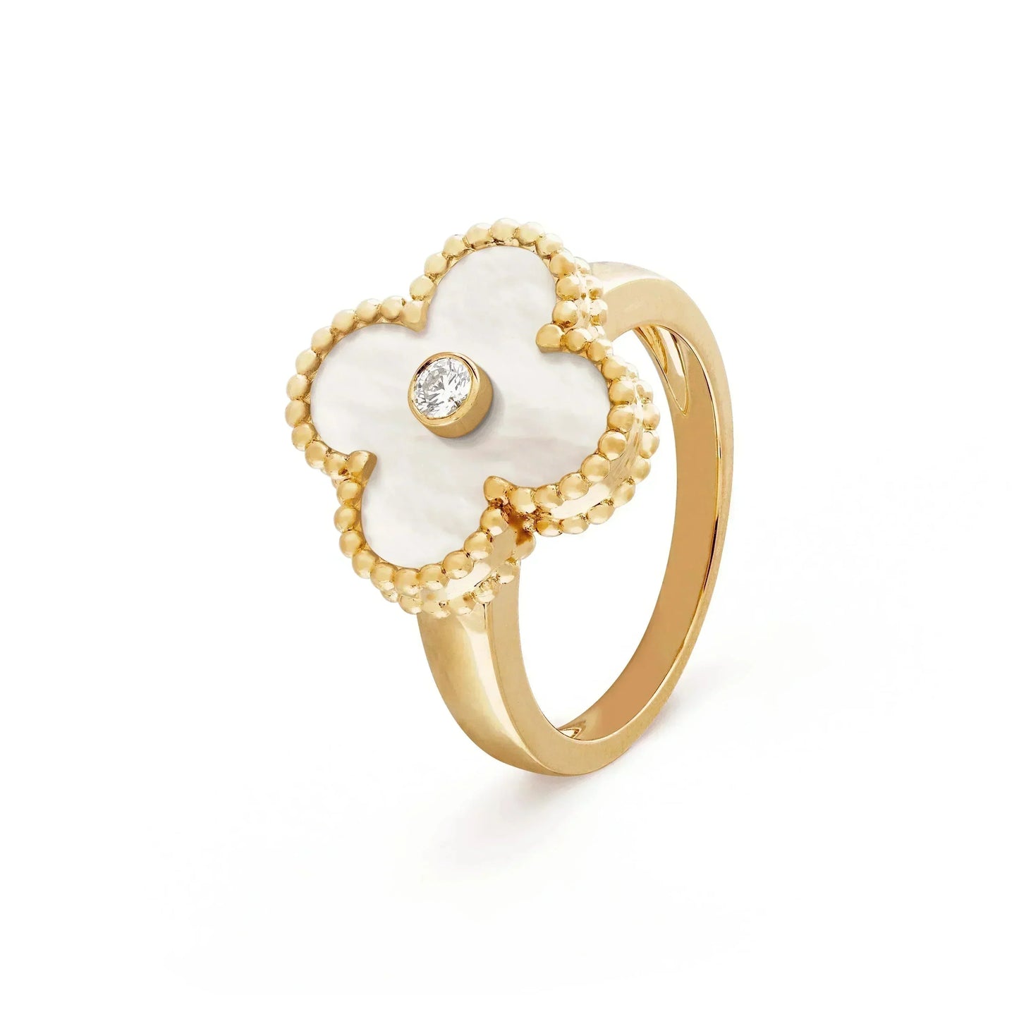 [Olivia Jewelry]CLOVER PINK MOP RING GOLD DIAMOND